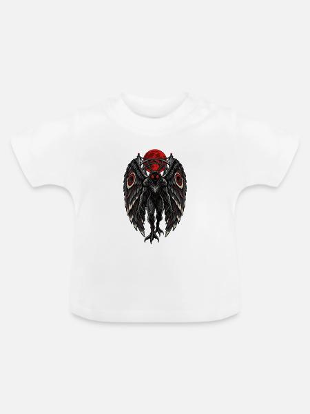 Rabenflügel vor rotem Mond - Baby Bio-T-Shirt mit Rundhals - Weiß