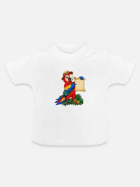 Abenteuer Papagei mit Karte - Baby Bio-T-Shirt mit Rundhals - Weiß