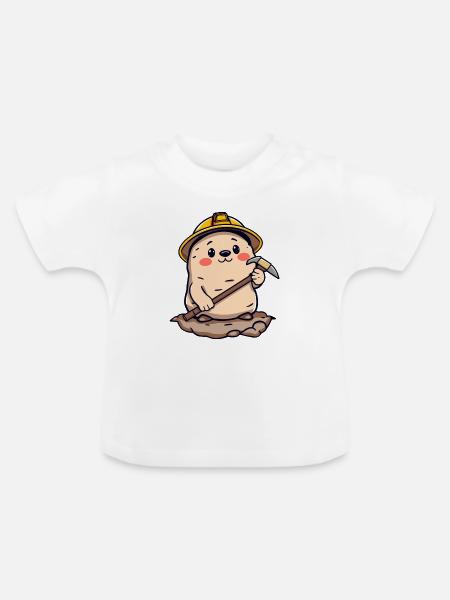 Kleiner Bergmann - Baby Bio-T-Shirt mit Rundhals - Weiß