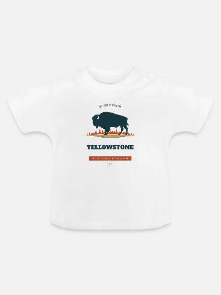 Bisons im Yellowstone-Nationalpark - Baby Bio-T-Shirt mit Rundhals - Weiß