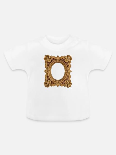Goldener Bilderrahmen - Baby Bio-T-Shirt mit Rundhals - Weiß
