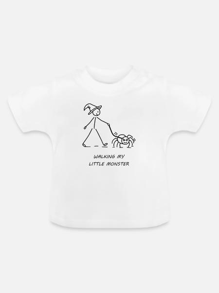 Walking My Little Monster - Baby Bio-T-Shirt mit Rundhals - Weiß