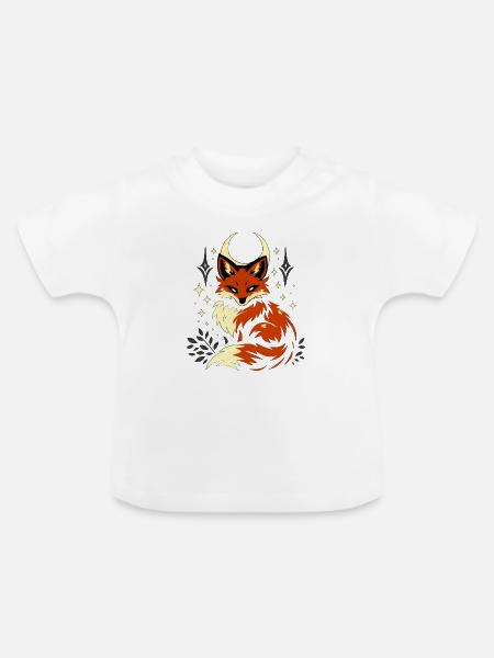 Mondfuchs im Sternenglanz - Baby Bio-T-Shirt mit Rundhals - Weiß
