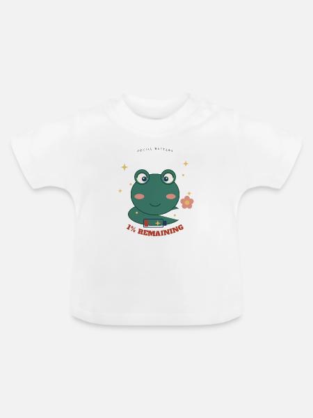 Kleiner Frosch 1% Verbleibend - Baby Bio-T-Shirt mit Rundhals - Weiß