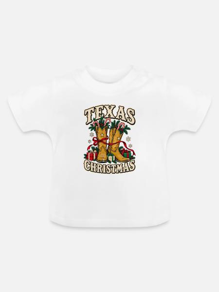 Texas Weihnachtsstiefel Motiv - Baby Bio-T-Shirt mit Rundhals - Weiß