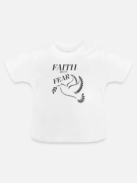 Glaube über Angst, sei mutig - Baby Bio-T-Shirt mit Rundhals - Weiß