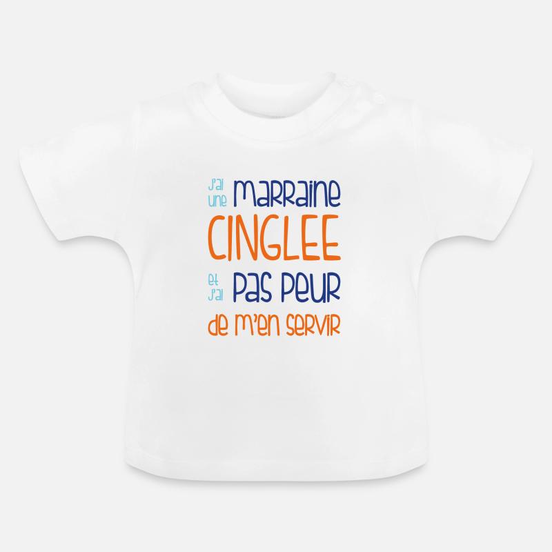 J'ai une marraine cinglée - T-shirt bio col rond Bébé - blanc
