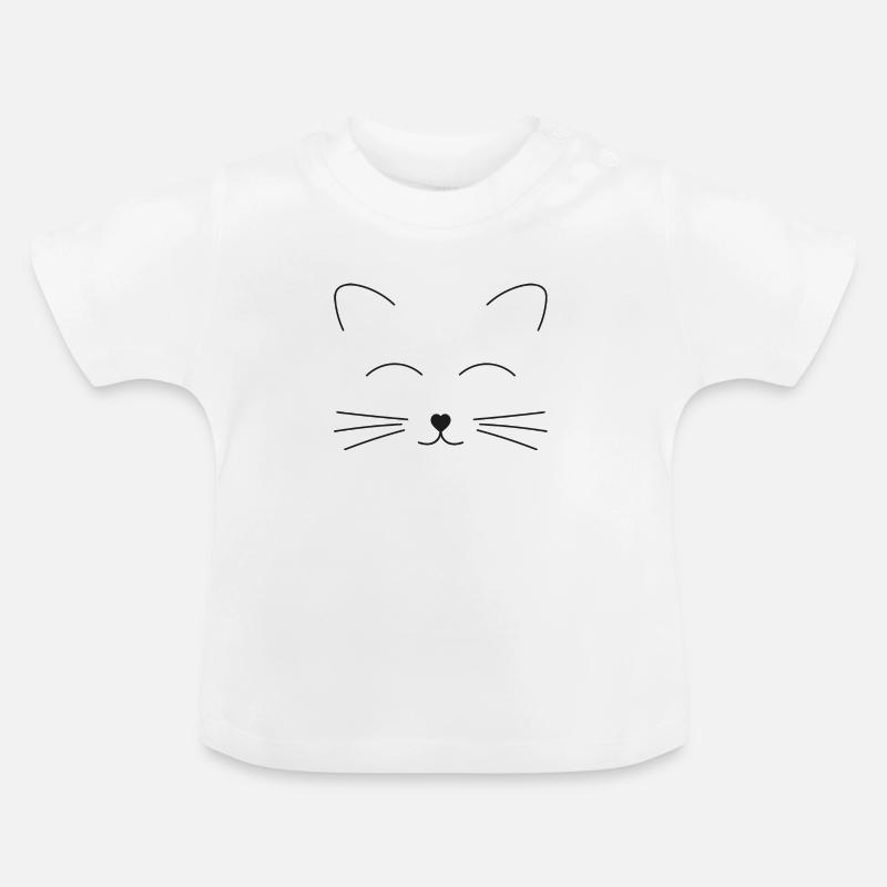 Dessin de visage de chat mignon - T-shirt bio col rond Bébé - blanc