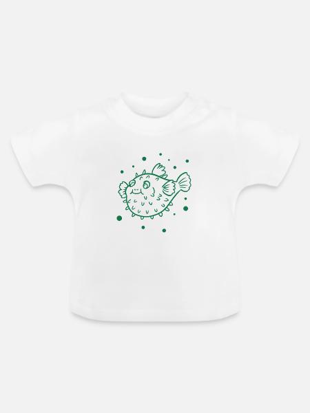Dicker Kugelfisch - Baby Bio-T-Shirt mit Rundhals - Weiß
