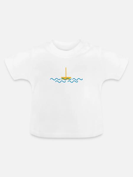 Schiff mit Wellen - Baby Bio-T-Shirt mit Rundhals - Weiß