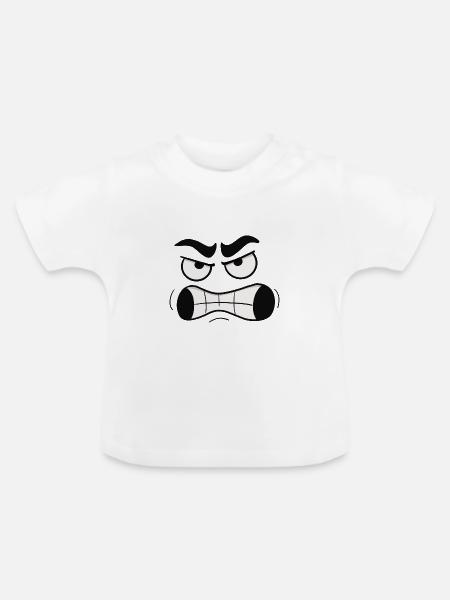 Wütendes Gesicht - Baby Bio-T-Shirt mit Rundhals - Weiß