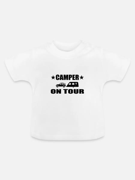 Camping - Baby Bio-T-Shirt mit Rundhals - Weiß
