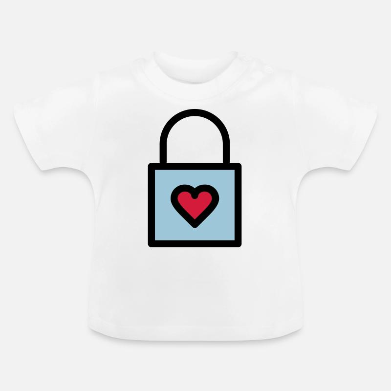 Vorhängeschloss, Liebesschloss - Baby Bio-T-Shirt mit Rundhals - Weiß