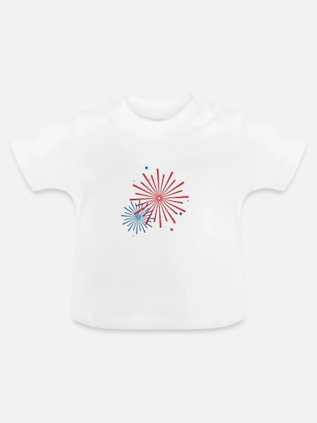 Feuerwerk - Baby Bio-T-Shirt mit Rundhals - Weiß