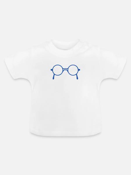 Blaue Brille - Baby Bio-T-Shirt mit Rundhals - Weiß