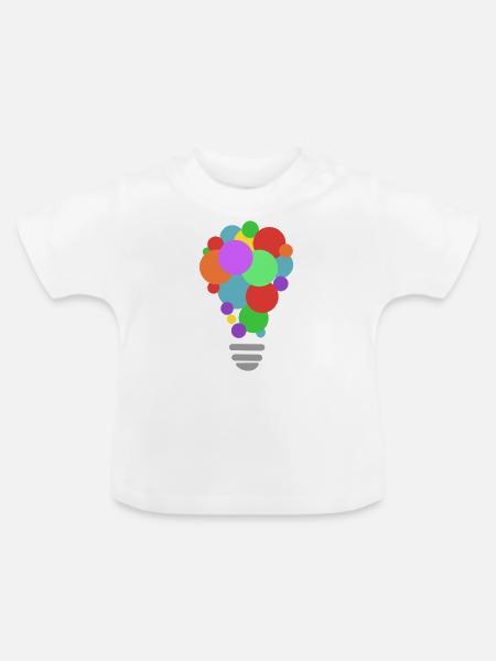 CREATIVITY lightbulb with white print - Baby Bio-T-Shirt mit Rundhals - Weiß
