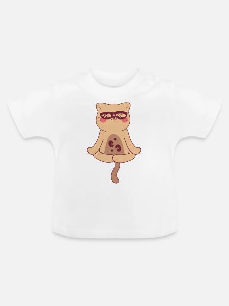 Ozelot beim Yoga - Baby Bio-T-Shirt mit Rundhals - Weiß