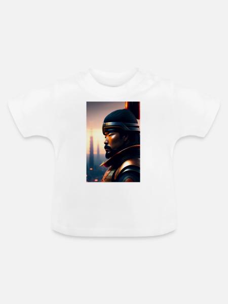 Futuristische Samurai - Baby Bio-T-Shirt mit Rundhals - Weiß