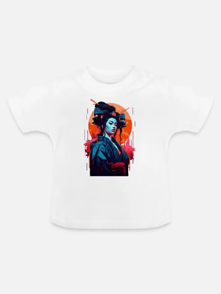 Retro Geisha - Baby Bio-T-Shirt mit Rundhals - Weiß
