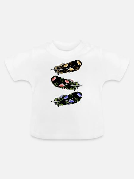 Feder - Baby Bio-T-Shirt mit Rundhals - Weiß