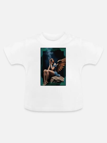 Headphone-Angel - Baby Bio-T-Shirt mit Rundhals - Weiß
