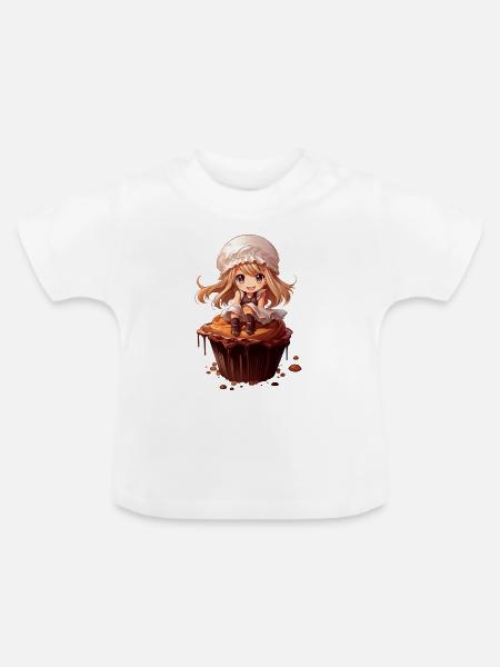 sweet cup cake - Baby Bio-T-Shirt mit Rundhals - Weiß