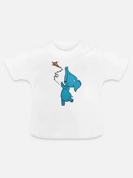 Elefant Drache - Baby Bio-T-Shirt mit Rundhals - Weiß