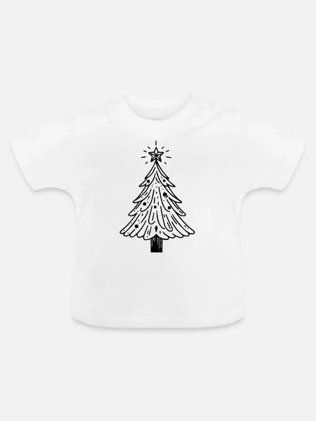 Weihnachtsbaum - Baby Bio-T-Shirt mit Rundhals - Weiß