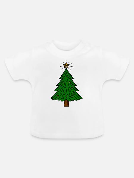 Weihnachtsbaum - Baby Bio-T-Shirt mit Rundhals - Weiß