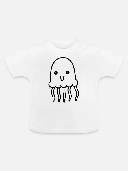 Qualle - Baby Bio-T-Shirt mit Rundhals - Weiß