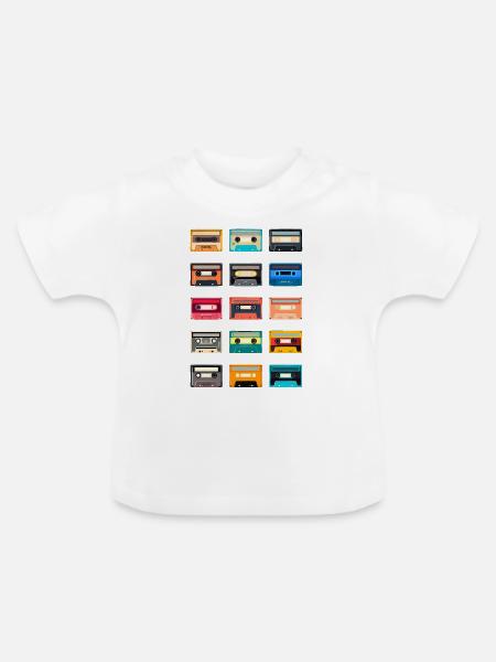 Retro Kassette 70s 80s 90s - Baby Bio-T-Shirt mit Rundhals - Weiß
