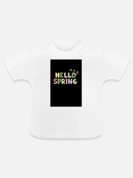 Hello Spring - Baby Bio-T-Shirt mit Rundhals - Weiß