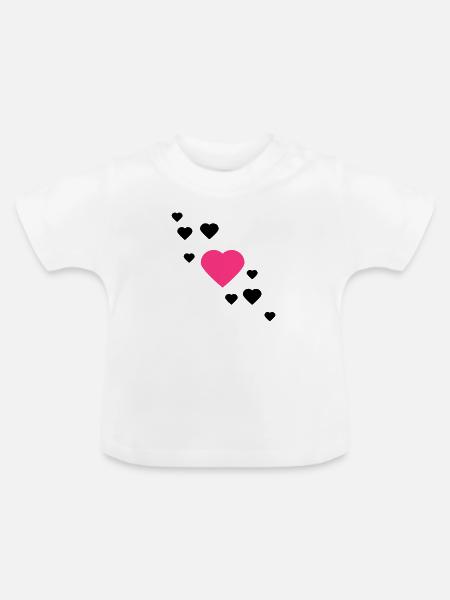 herzen - Baby Bio-T-Shirt mit Rundhals - Weiß