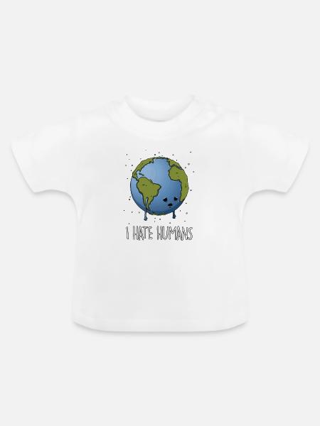 Hasse die Menschen - Baby Bio-T-Shirt mit Rundhals - Weiß