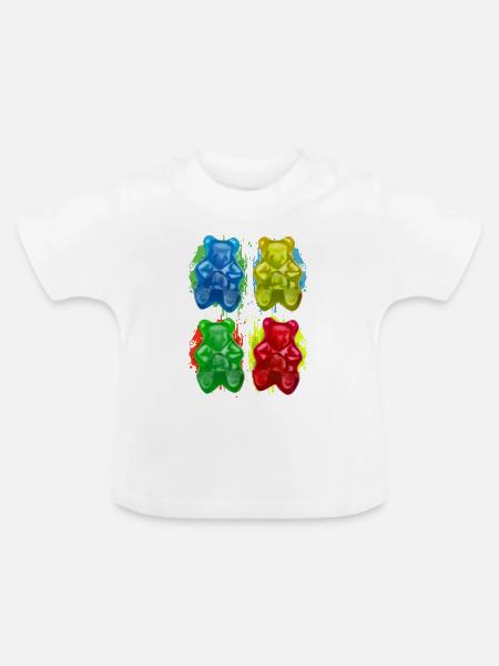 Gummibärchen - Fruchtig - Süssigkeit - Süss - Baby Bio-T-Shirt mit Rundhals - Weiß