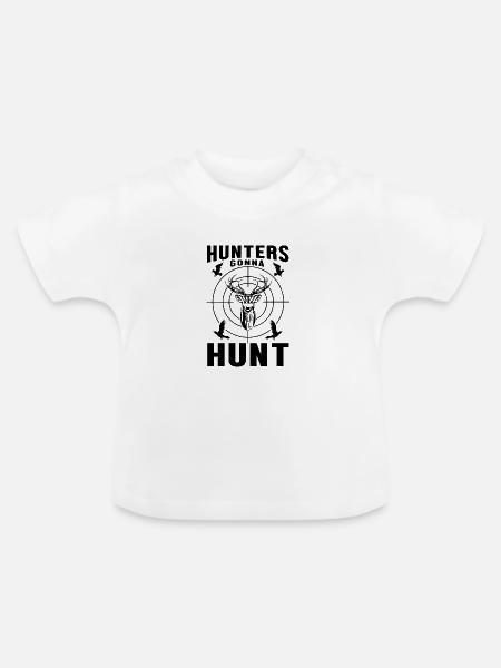 Monochrome minimalistische Jagdillustration - Baby Bio-T-Shirt mit Rundhals - Weiß