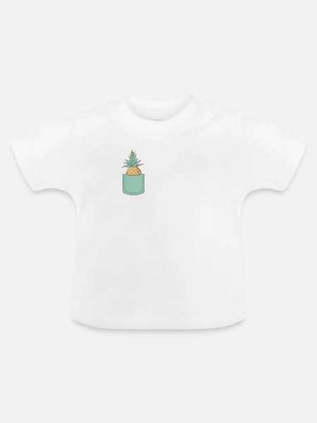 pocket pineapple - Baby Bio-T-Shirt mit Rundhals - Weiß