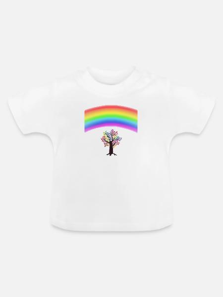 Rainbow Tree - Baby Bio-T-Shirt mit Rundhals - Weiß