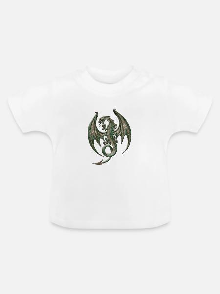 Wunderbarer eleganter Drache - Baby Bio-T-Shirt mit Rundhals - Weiß