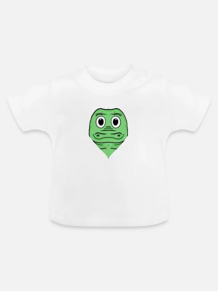 Krokodil - Baby Bio-T-Shirt mit Rundhals - Weiß