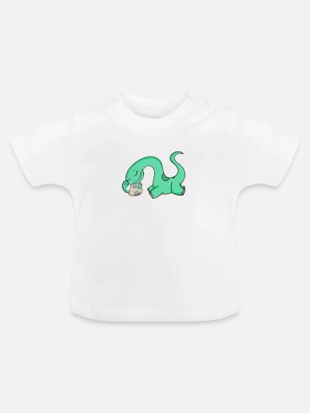 Dinosaurier mit Baby Dinosaurier - Baby Bio-T-Shirt mit Rundhals - Weiß