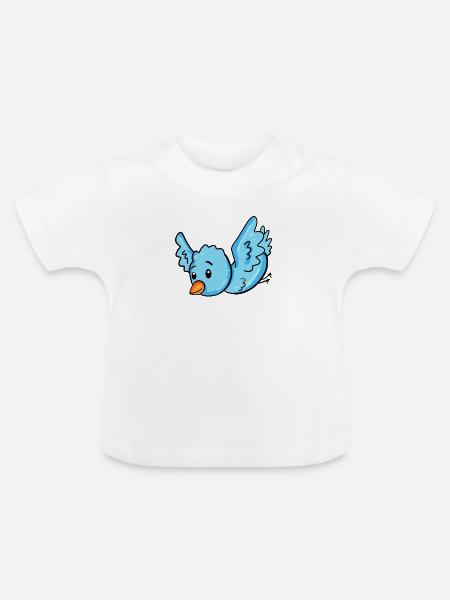 Vogel Blau - Baby Bio-T-Shirt mit Rundhals - Weiß