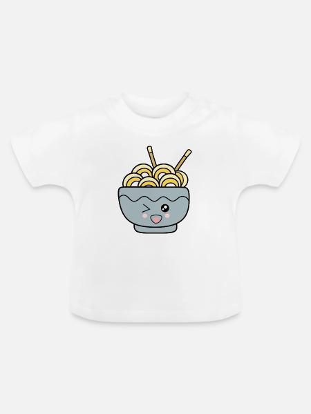 Kawaii Nudeln Ramen - Baby Bio-T-Shirt mit Rundhals - Weiß