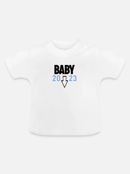 Schwangerschaft 2023 - Schwanger - Baby Bio-T-Shirt mit Rundhals - Weiß