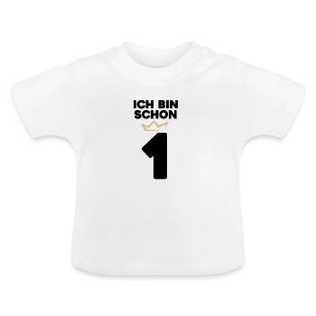 1 Geburtstag - 1 Jahre mit Krone - Baby Bio-T-Shirt mit Rundhals - Weiß - Vorne