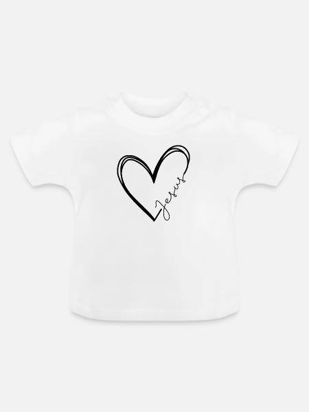 Das Herz Jesu - Baby Bio-T-Shirt mit Rundhals - Weiß