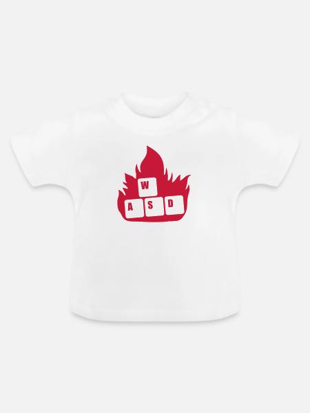 Heiße Flammen WASD Nerd - Baby Bio-T-Shirt mit Rundhals - Weiß