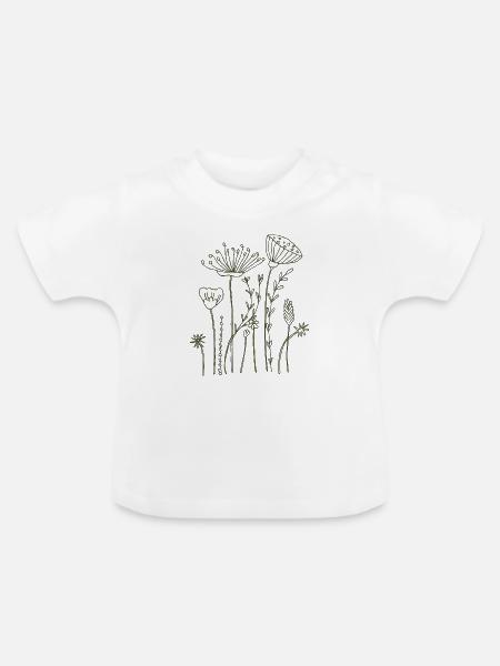 trockenblumen - Baby Bio-T-Shirt mit Rundhals - Weiß