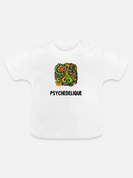 Psychedelisch - Baby Bio-T-Shirt mit Rundhals - Weiß