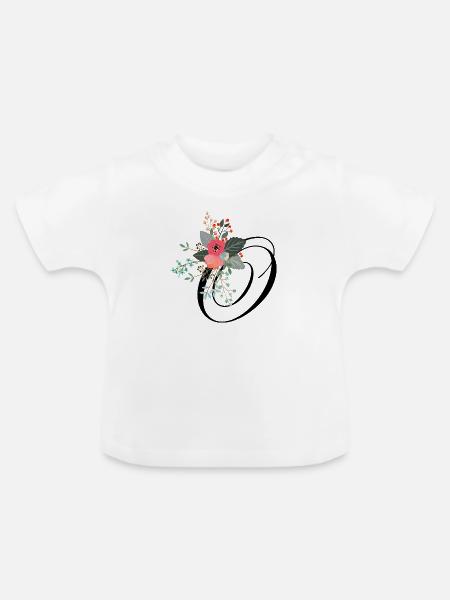 Brief o blumig - Baby Bio-T-Shirt mit Rundhals - Weiß